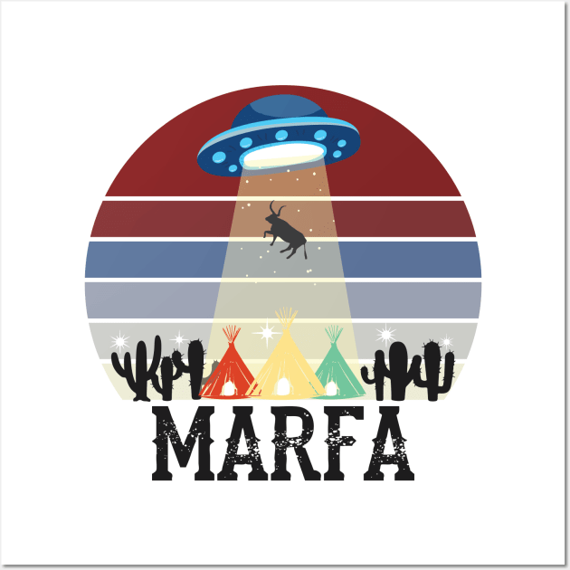 Marfa Texas Ghost Lights Festival UFO Cow Abduction Wall Art by alltheprints